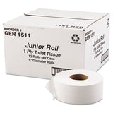 GEN JRT Jumbo Bath Tissue, Septic Safe, 1-Ply, White, 3.3 x 1,200 ft, 12 Rolls/Carton (GEN1511) Case of 12