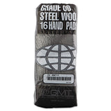 GMT Industrial-Quality Steel Wool Hand Pads, #00 Very Fine, Steel Gray, 16 Pads/Sleeve, 12/Sleeves/Carton (GMA117002) Case of 12 Sleeves