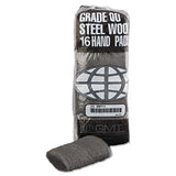 GMT Industrial-Quality Steel Wool Hand Pads, #00 Very Fine, Steel Gray, 16 Pads/Sleeve, 12/Sleeves/Carton (GMA117002) Case of 12 Sleeves
