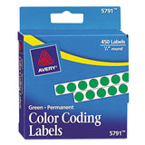 Avery® Handwrite-Only Permanent Self-Adhesive Round Color-Coding Labels in Dispensers, 0.25" dia, Green, 450/Roll, (5791) (AVE05791) Pack of 450