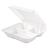 Dart® Foam Hinged Lid Containers, 3-Compartment, 7.5 x 8 x 2.3, White, 200/Carton (DCC80HT3R) Case of 200