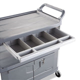 Rubbermaid® Commercial Xtra Instrument Cart with Locking Storage Area, Plastic, 3 Shelves, 300 lb Capacity, 20" x 40.63" x 37.8", Gray (RCP4094GRA) Each