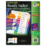 Avery® Customizable Table of Contents Ready Index Dividers with Multicolor Tabs, 12-Tab, 1 to 12, 11 x 8.5, White, 3 Sets (AVE11083) Pack of 3