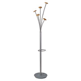 Alba Festival Coat Stand with Umbrella Holder, Five Knobs, 13.97 x 14 x 73.62, Gray (ABAPMFESTWM) Each