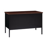 Alera Single Pedestal Steel Desk, 45.5" x 24" x 29.5", Mocha/Black, Black Legs (ALEHSD4524BM) Each