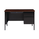 Alera Single Pedestal Steel Desk, 45.5" x 24" x 29.5", Mocha/Black, Black Legs (ALEHSD4524BM) Each