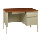 Alera Single Pedestal Steel Desk, 45" x 24" x 29.5", Cherry/Putty (ALEHSD4524PC) Each