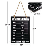 Excello Global Products® Business Hours Indoor/Outdoor Hanging Chalkboard, 10 x 0.38 x 20.75, Black/White (EXOEGPHD0311AS) Each
