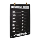 Excello Global Products® Business Hours Indoor/Outdoor Hanging Chalkboard, 10 x 0.38 x 20.75, Black/White (EXOEGPHD0311AS) Each