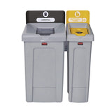 Rubbermaid® Commercial Slim Jim Recycling Station Kit, 1-Stream Bottles and Cans, 23 gal, Plastic, Yellow/Gray (RCP2185052) Each