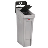 Rubbermaid® Commercial Slim Jim Recycling Station Kit, 1-Stream Landfill, 23 gal, Plastic, Gray/Black (RCP2185053) Each