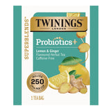 TWININGS® Probiotics Lemon and Ginger Herbal Tea Bags, 0.05 oz, 18/Box (TWGTNA95223) Box of 18