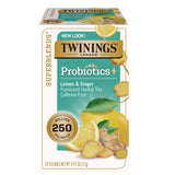 TWININGS® Probiotics Lemon and Ginger Herbal Tea Bags, 0.05 oz, 18/Box (TWGTNA95223) Box of 18