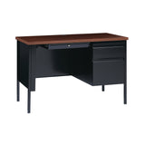 Alera Single Pedestal Steel Desk, 45.5" x 24" x 29.5", Mocha/Black, Black Legs (ALEHSD4524BM) Each