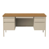 Alera Double Pedestal Steel Desk, 60" x 30" x 29.5", Cherry/Putty, Putty Legs (ALEHSD6030PC) Each