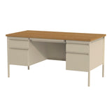 Alera Double Pedestal Steel Desk, 60" x 30" x 29.5", Cherry/Putty, Putty Legs (ALEHSD6030PC) Each