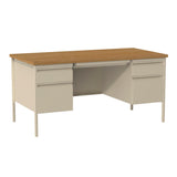 Alera Double Pedestal Steel Desk, 60" x 30" x 29.5", Cherry/Putty, Putty Legs (ALEHSD6030PC) Each