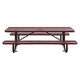 Global Industrial® Expanded Steel Picnic Table, Rectangular, 96 x 62 x 29.5, Red Top, Red Base/Legs (GBE277153RD) Each