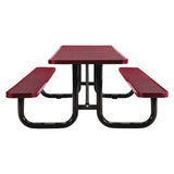 Global Industrial® Expanded Steel Picnic Table, Rectangular, 96 x 62 x 29.5, Red Top, Red Base/Legs (GBE277153RD) Each