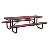 Global Industrial® Expanded Steel Picnic Table, Rectangular, 96 x 62 x 29.5, Red Top, Red Base/Legs (GBE277153RD) Each
