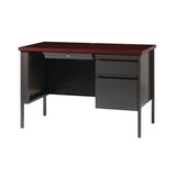 Alera® Single Pedestal Steel Desk, 45" x 24" x 29.5", Mahogany/Charcoal, Charcoal Legs (ALEHSD4524CM) Each