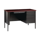 Alera® Single Pedestal Steel Desk, 45" x 24" x 29.5", Mahogany/Charcoal, Charcoal Legs (ALEHSD4524CM) Each