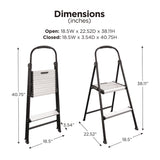 Cosco® 2-Step Stepstool, 250 lb Capacity, 19" Working Height, 22.5" Spread, Black/Silver (CSC11325ABK1E) Each