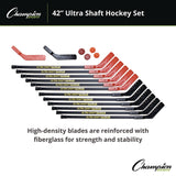 Champion Sports Ultra Shaft Hockey Set, Twelve 42" Hockey Sticks/Two Pucks/Two Balls/Two Extra Blades (CSIUS42SET) Each
