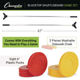 Champion Sports Economy Shuffleboard Set, 15-ft Court, Four 51" Cues, Eight Discs (CSISBA20) Each