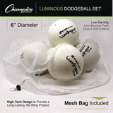 Champion Sports Rhino Skin Luminous Dodgeball Set, 6.3" Diameter, 6/Set (CSIRXLUMSET) Each