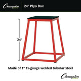 Champion Sports Plyo Box, 24" h, 21 x 21 Base (CSIPXB24) Each