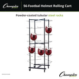 Champion Sports 56 Football Helmet Rolling Rack, 26" x 28" x 81", Black (CSIFBWR) Each