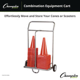 Champion Sports Combination Equipment Cart, Metal, 132 lb Capacity, 16 x 32 x 48, Silver (CSICSCART) Each
