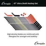 Champion Sports Ultra Shaft Hockey Set, Twelve 47' Hockey Sticks/Two Pucks/Two Balls/Two Extra Blades (CSIUS47SET) Each