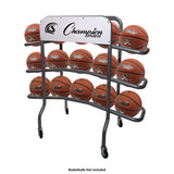 Champion Sports 3-Tier Pro Basketball Rack, Metal, 220 lb Capacity, 8 x 60 x 48, Silver (CSICBR15) Each