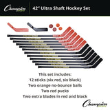 Champion Sports Ultra Shaft Hockey Set, Twelve 42" Hockey Sticks/Two Pucks/Two Balls/Two Extra Blades (CSIUS42SET) Each