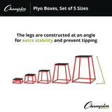 Champion Sports Plyo Box Set, 13", 15", 18", 21", 24", 5/Set (CSIPXBSET) Each