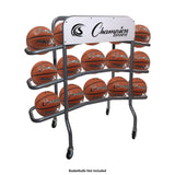 Champion Sports 3-Tier Pro Basketball Rack, Metal, 220 lb Capacity, 8 x 60 x 48, Silver (CSICBR15) Each
