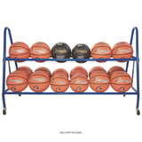 Champion Sports Heavy-Duty Deluxe Ball Cart, Metal, 132 lb Capacity, 17.5 x 59 x 35.75, Blue (CSIBRC18) Each