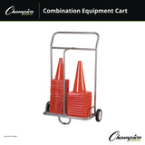 Champion Sports Combination Equipment Cart, Metal, 132 lb Capacity, 16 x 32 x 48, Silver (CSICSCART) Each