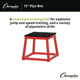 Champion Sports Plyo Box, 15" x 15", Plywood/Rubber/Steel, Red/Black (CSIPXB12) Each