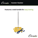 Champion Sports Scooter Stacker, Plastic, 176 lb Capacity, 21 x 16 x 39, Silver/Yellow (CSISX) Each