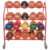 Champion Sports Deluxe Pro Ball Cart, Metal, 176 lb Capacity, 18.5 x 51 x 54, Red (CSIBRCPRO) Each