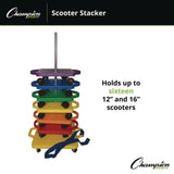 Champion Sports Scooter Stacker, Plastic, 176 lb Capacity, 21 x 16 x 39, Silver/Yellow (CSISX) Each
