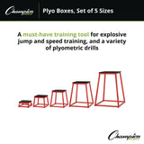 Champion Sports Plyo Box Set, 13", 15", 18", 21", 24", 5/Set (CSIPXBSET) Each