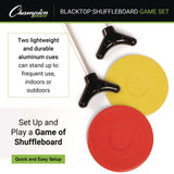 Champion Sports Economy Shuffleboard Set, 15-ft Court, Four 51" Cues, Eight Discs (CSISBA20) Each