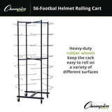 Champion Sports 56 Football Helmet Rolling Rack, 26" x 28" x 81", Black (CSIFBWR) Each