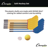 Champion Sports Rhino Soft Hockey Set, 30" Long, (10) Sticks/7" Ball/4" Puck (CSIHS10SET) Each