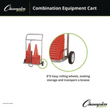 Champion Sports Combination Equipment Cart, Metal, 132 lb Capacity, 16 x 32 x 48, Silver (CSICSCART) Each