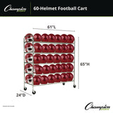 CH Products 60 Helmet Football Cart, Five Shelves, Metal, 176 lb Capacity, 24" x 61" x 65", Chrome (CSIFBHC) Each